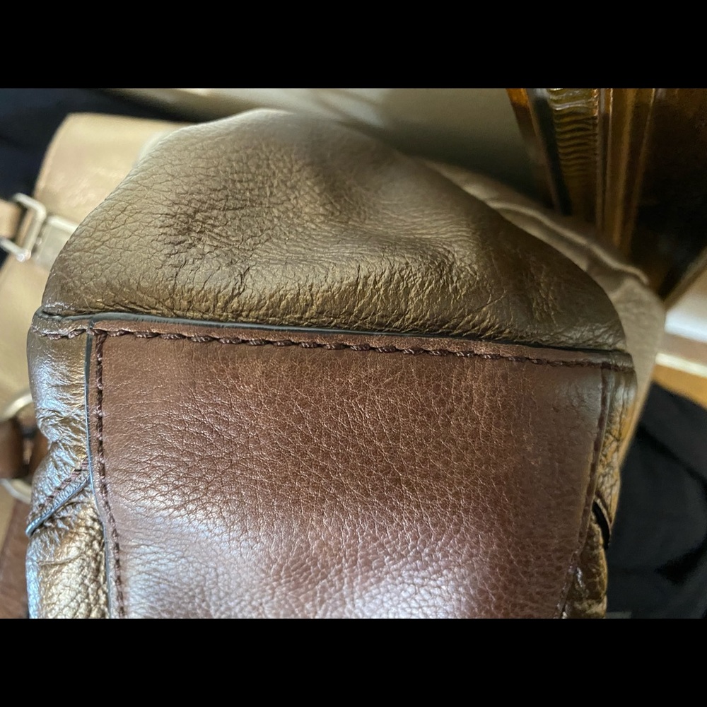 Fossil Brown Metallic Patchwork Bag - image 6